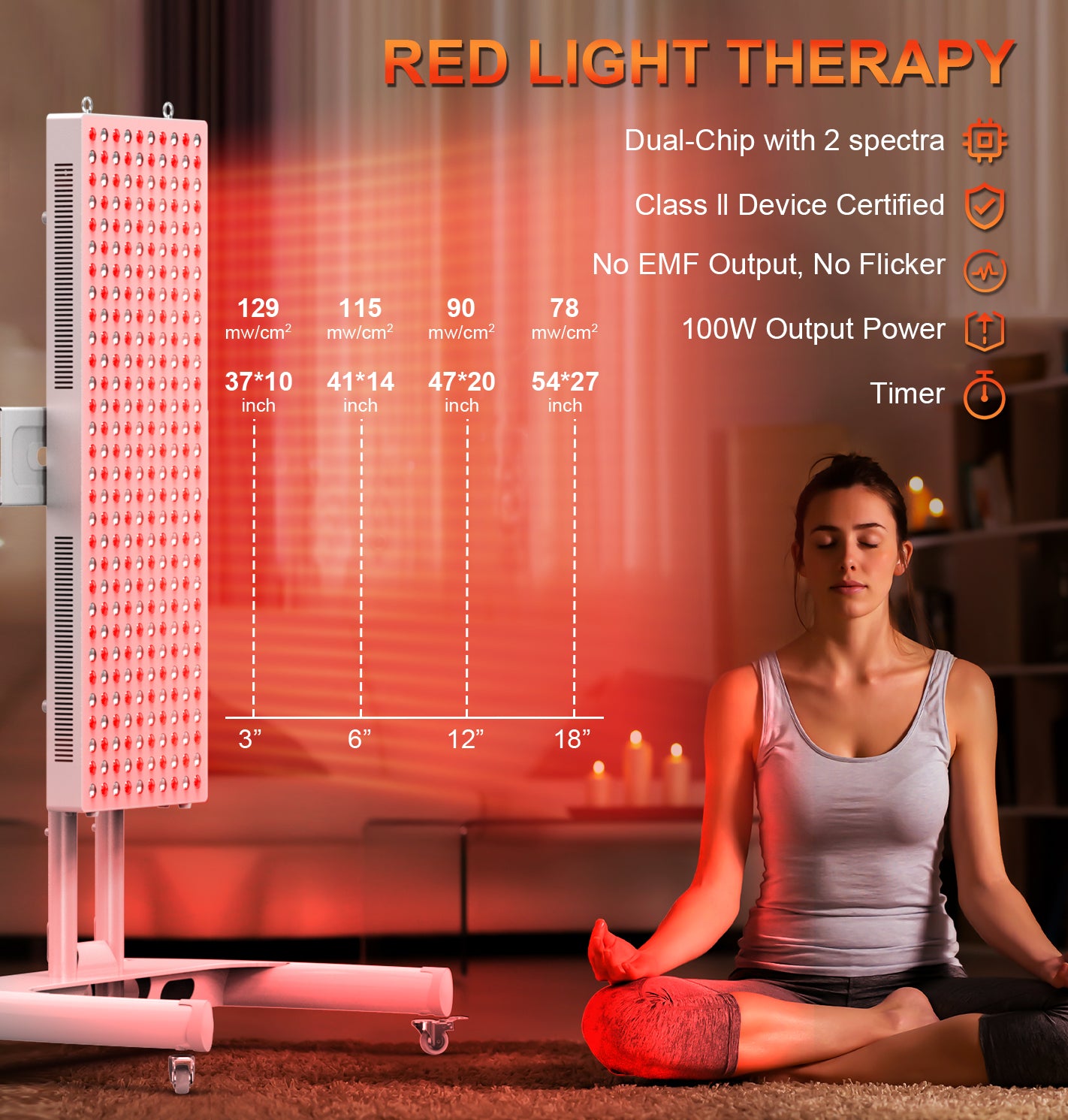 Bontanny Moving Pro Series Professional Red Light Therapy Device with Stand