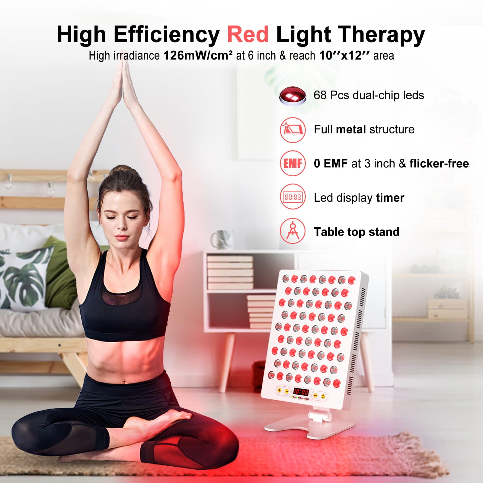 BONTANNY BL-300P  Red Light Therapy Panel | 2 Wavelengths, 68 Dual Chip LEDs for Skin & Recovery