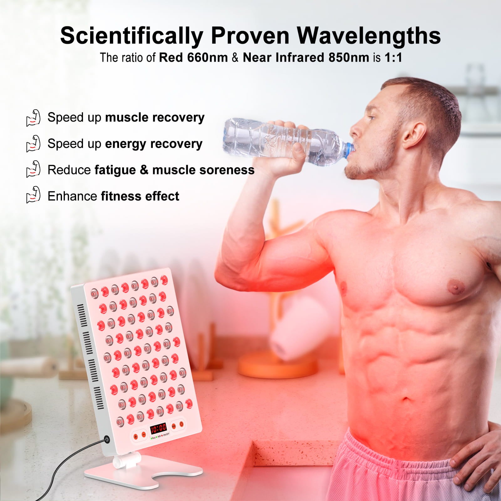BONTANNY BL-300P  Red Light Therapy Panel | 2 Wavelengths, 68 Dual Chip LEDs for Skin & Recovery